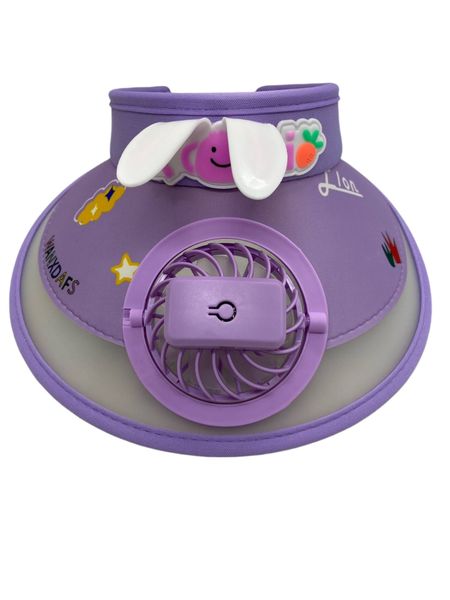 Kids Cooling Sun Visor with Fan - Purple