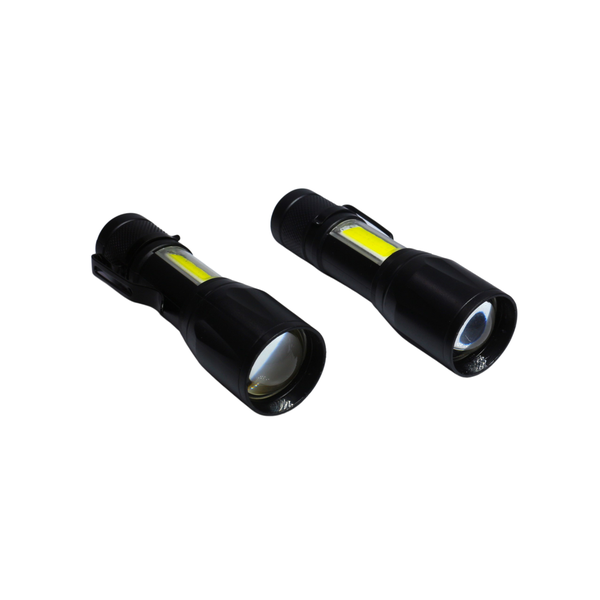 MINI LED Flashlight Torch Zoomable Rechargeable Hiking Camping Light (2 Piece)