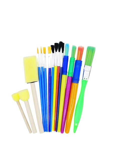 Paint Brush &amp; Sponge Tip Brush Set - 15 Piece Set