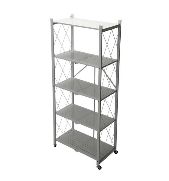 Fine Living Foldable Storage Rack White Metal 5 Layer