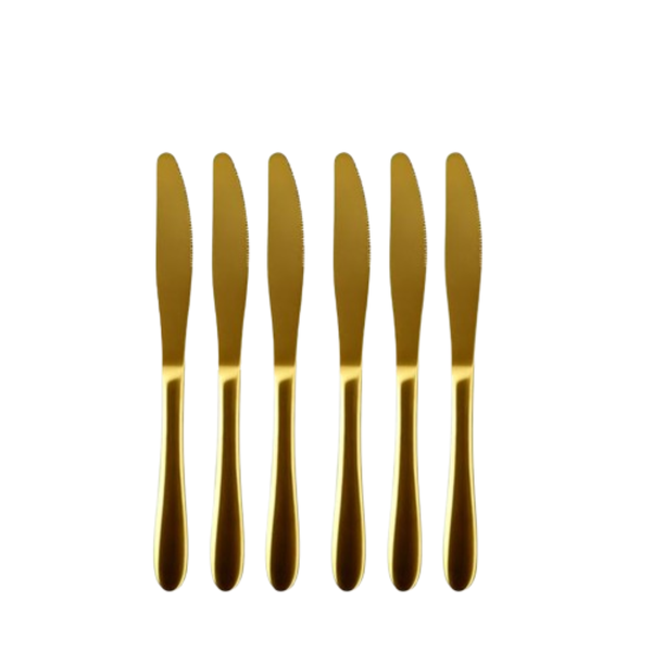 G19-2-12 6-Piece Golden Stainless Steel Knife Set - Luxury Finish Cutlery