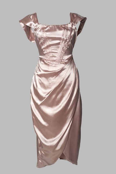 Women Dusky Pink Satin Dress