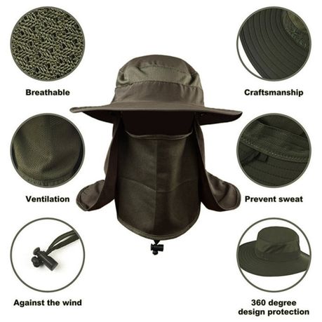 Sun Hat Wide Brim Mesh Fishing Bucket Hat with Neck Flap Outdoor Activities  UV Protecting (Green): Buy Online at Best Price in UAE 