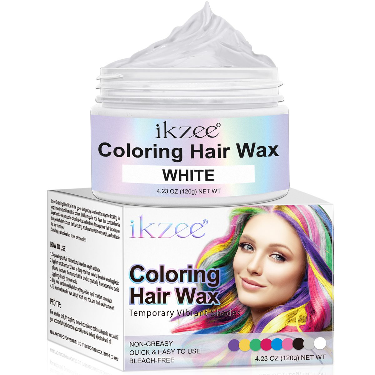 White Temporary Hair Color Wax - Washable & Easy to Apply