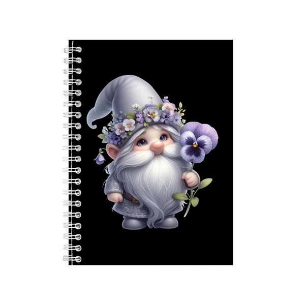 Purple Orchid A5 Notebook Spiral Lined Notepad Floral Gnomes Idea 343