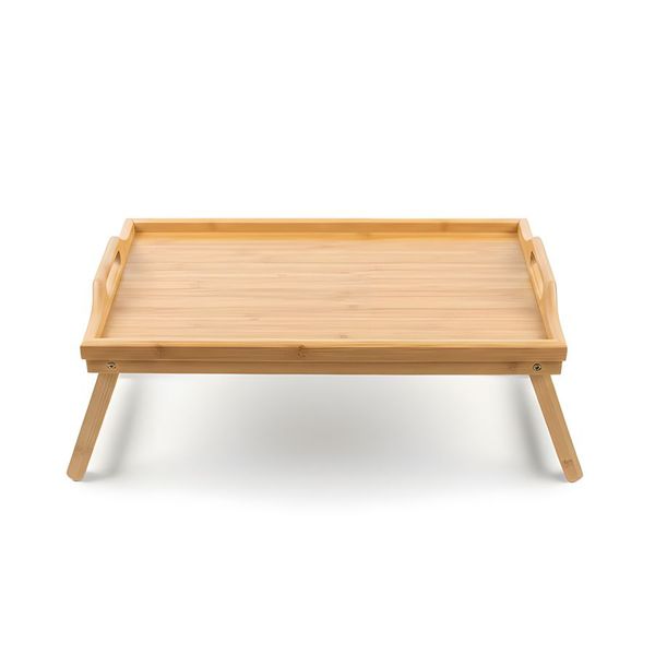 Bamboo Bed Tray Table with Foldable Legs and Handles