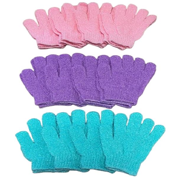 Bath Exfoliating Gloves, Assorted Colours, 12 Pairs