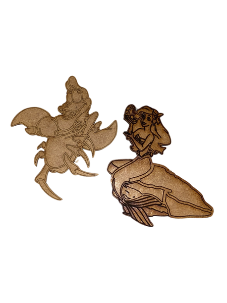 Small Wooden Kids Show Wall Art - Little Mermaid - 2 Items