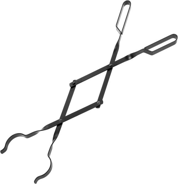 Tongs Stompie 26"Outdoor Fire Pit Log Grabber - Heavy-Duty Black Metal Tong