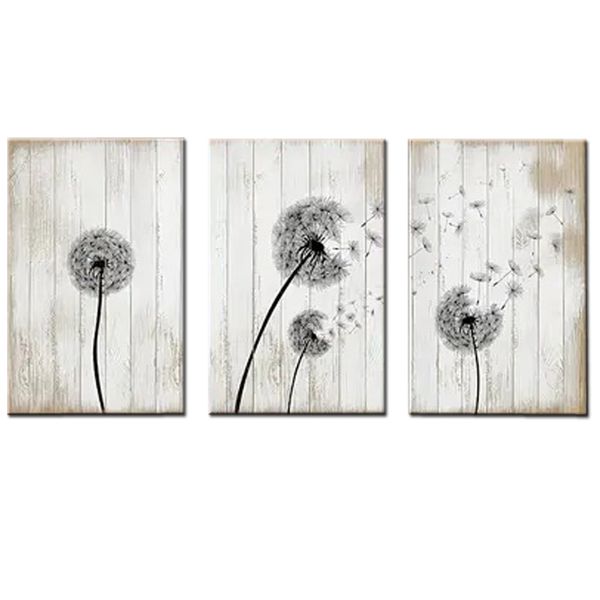 Canvas-Art-3 Pieces Dandelions Silhouettes Blowing Abstract Wall Art