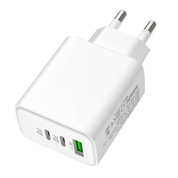 ABODOS - AS-CS253 - 1 USB + 2USBC Port Charging Adapter - White