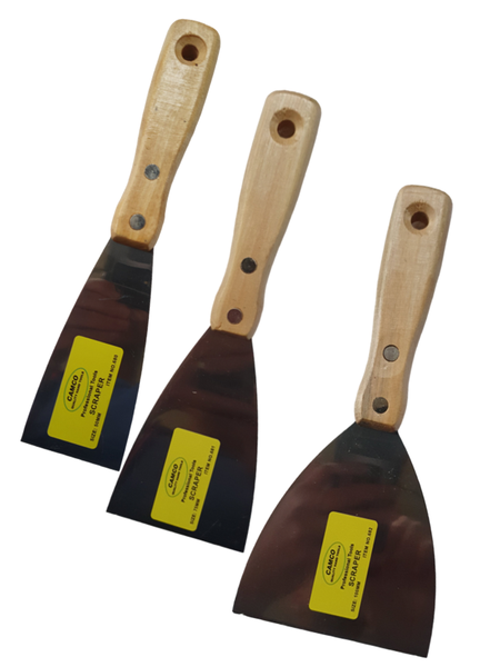 Camco (3 Piece) Paint Scraper Set Wooden Handle (Double Rivet Design)