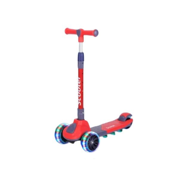 Folding Kids Scooter Tricycle Ride Toys with Flashing Light Wheels - Red