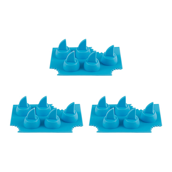 Silicone Sharks Fin Shape Ice Tray for Freezer 3 Piece