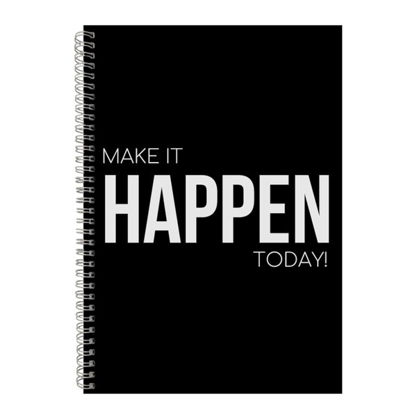 Happen A4 Notebook Spiral Lined Motivational Saying Graphic Notepad Gift226