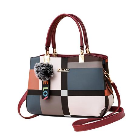 Multi-Color Checkered Pattern Shoulder Handbag for Women Image