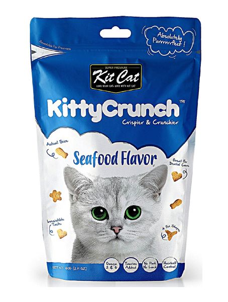 Kit Cat Kitty Crunch Seafood Flavour Cat Treats 60g Single Pack