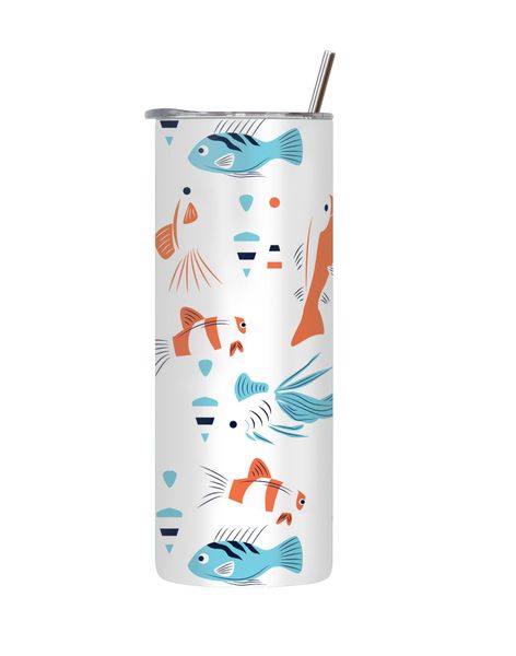 Light Blue 20 Oz Tumbler with Lid and Straw Fishing Lovers Graphic Gift 188