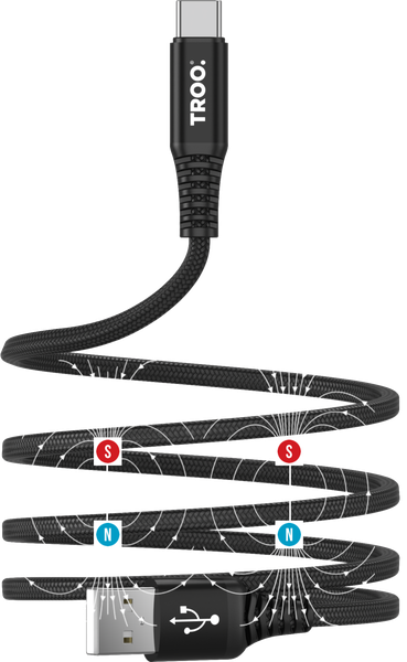 TROO Certified 100W 3A Magnetic Fast Charge USB Type-C Braided Cable