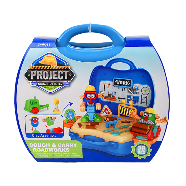 Dough and Carry Roadworks Playset - 39-Piece Construction Dough Kit