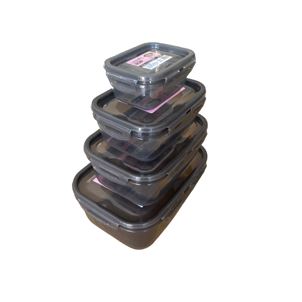 Lock &amp; Fit Storage Containers - BPA Free Plastic - Charcoal (4Piece)