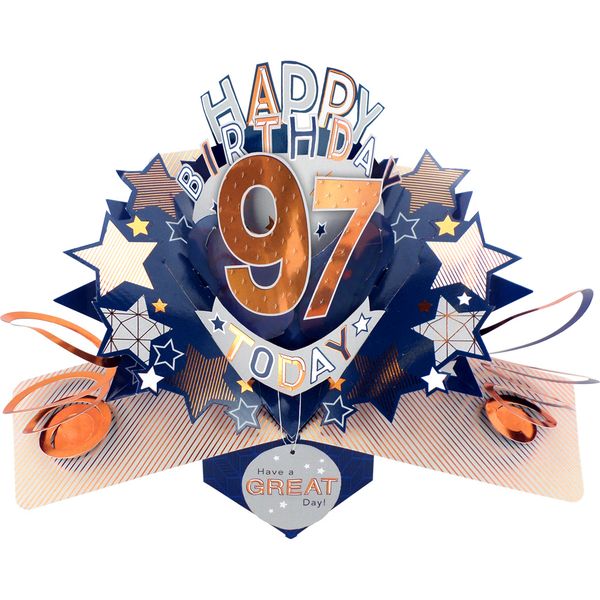 Happy 97th Birthday 3D Pop Up Card - Male