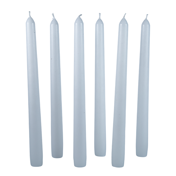 Set of 6 White Taper Candles - 25cm x 2cm Dripless for Events &amp; Home Décor