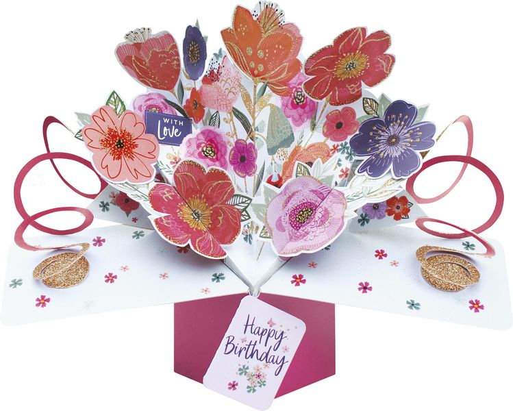 3D Pop-up Card - Birthday Mixed Flowers
