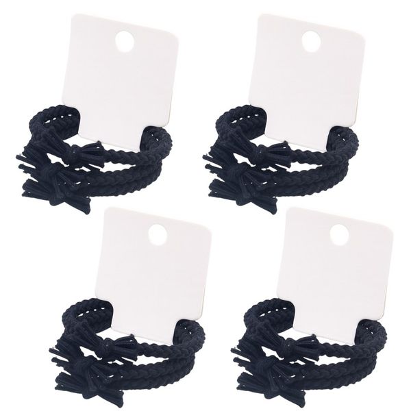 4-Pack Braided Elastic Hair Ties - 3 Pieces Per Pack - Black
