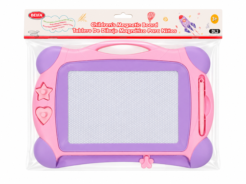 BEIFA Children's Magnetic Drawing Board with Stylus (Pink &amp; Purple)