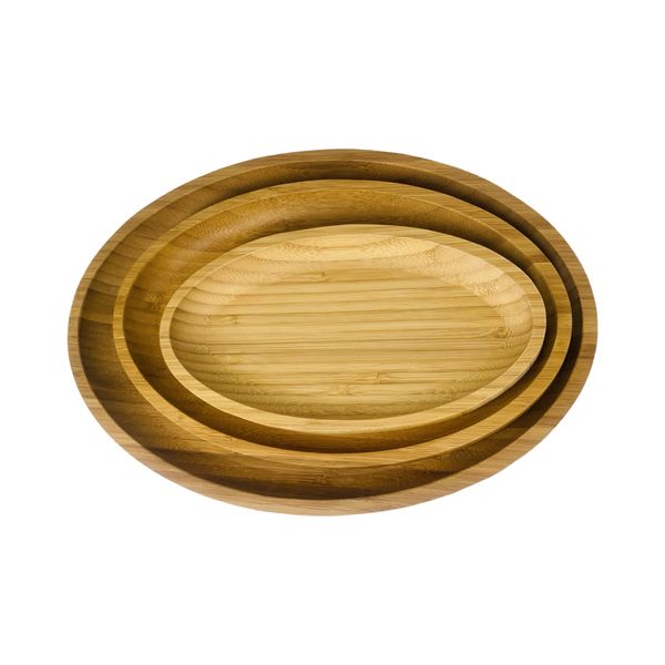 Multi-Functional Oval Bamboo Serving Tray 1240177 - 3 Piece
