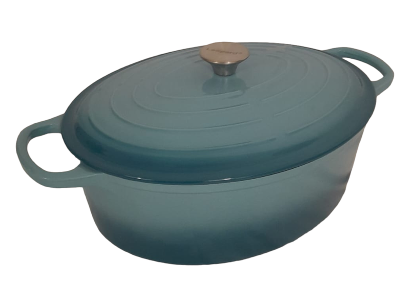 SMTE- Oval Cast Iron Casserole - 43cm x 13Cm- Nectar - Grey