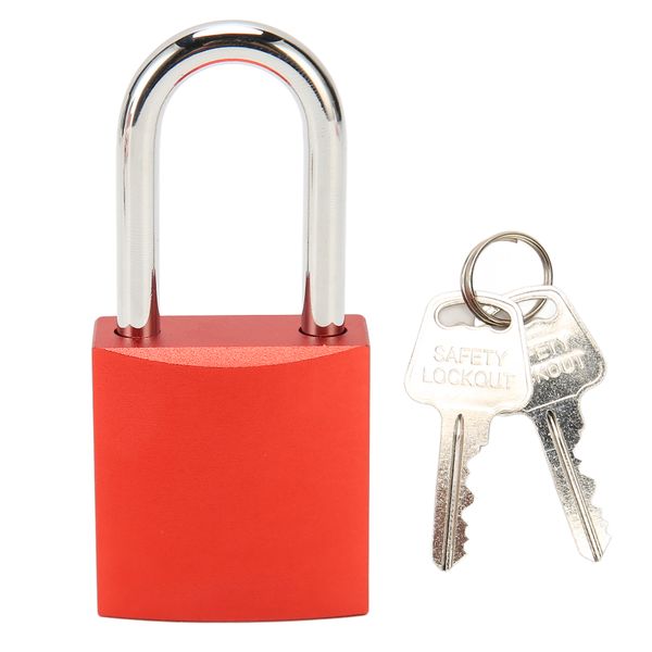 Red anodized industrial safety padlock