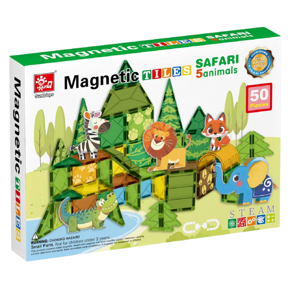 Magnetic Tiles - Wild Animals Set - 50 Pieces