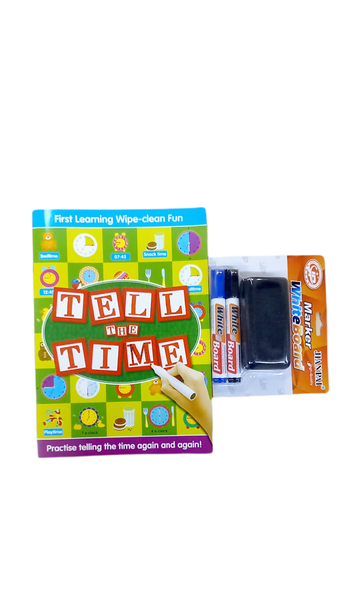 1 X Tell the Time Activity Book + Erasable Marker and Eraser
