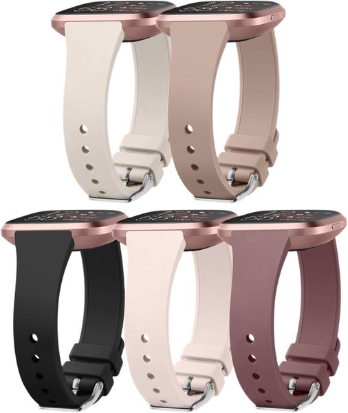 Slim Versa 2 Bands Women Men, Soft Silicone Waterproof Watch Strap