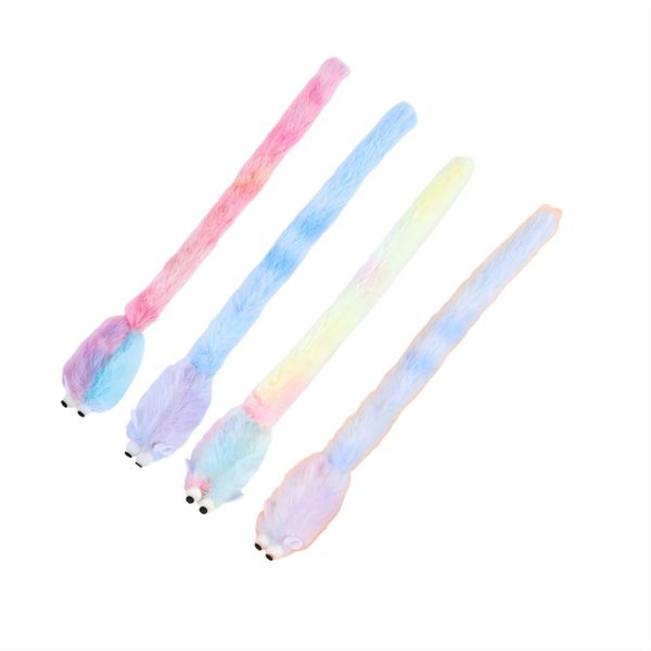 4-Piece Cat Toy Set - Plush Long Tail Mouse Teaser, Colors Random