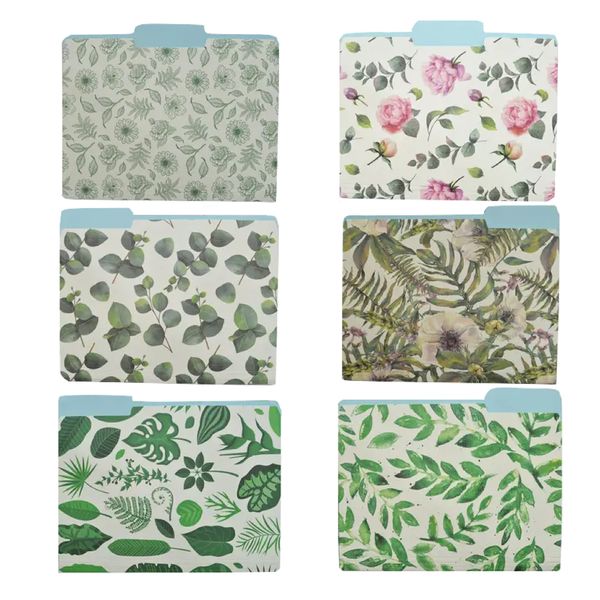 Stationery Colourful Decorative File Folders With Floral Designs 6pc - 23cm