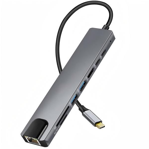 Premium 8-in-1 Type-C Docking Station 4K HDMI 87W PD &amp; Network