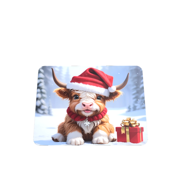 Cute Christmas Highland Cow Mouse Pad - Perfect Festive Desk Gift