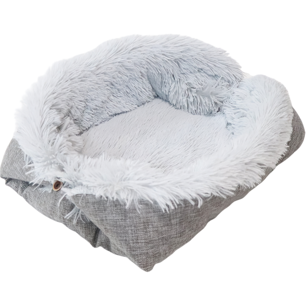 Plush Warm Cat Bed Dual Use - Grey