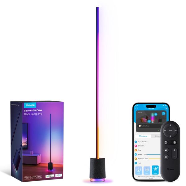 Govee Floor Lamp Pro RGBICWW Smart Corner Floor Lamp With Speaker - 1.7m