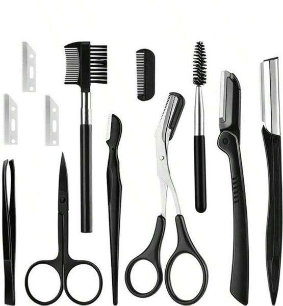 Professional 12-Piece Portable Eyebrow Tool Kit