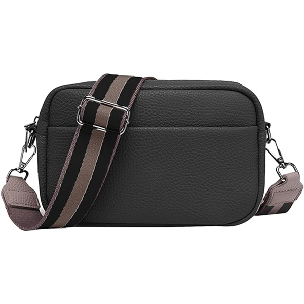 Women's Small Solid Color Wide Shoulder Strap Crossbody Bag