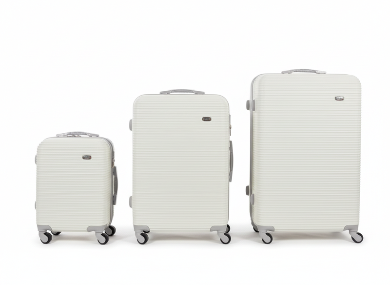 3 Piece Lightweight Hardshell Luggage Set with Spinner Wheels-Ribbed
