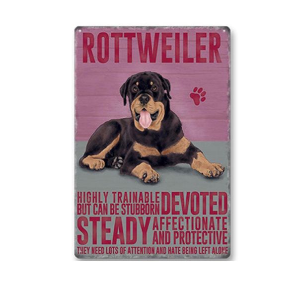 Decor Pet Metal Tin Signs Wall Picture Rottweiler - 30cm