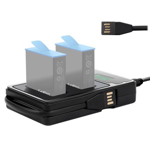 LCD Screen Dual Battery Charger for GoPro Hero9 And Hero10, USB Inlet