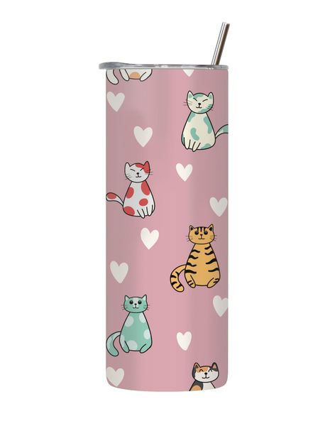 Loveable Felines 20 Oz Tumbler Lid Straw Cat Lovers Graphic Gift136