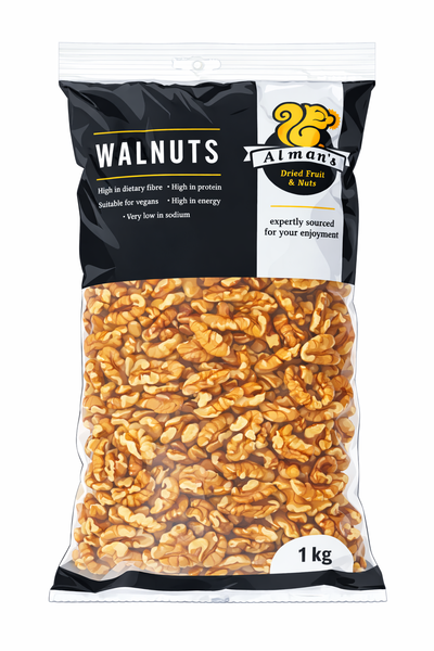 Almans Walnuts 1kg - Raw Walnut Halves - High Fibre &amp; Protein