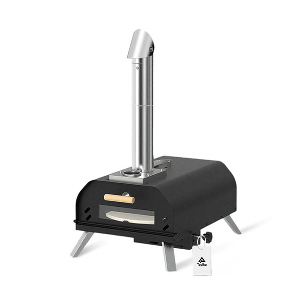 Topika - Outdoor Pizza Oven with Rotatable Stone &amp; Chimney, Wood Pellet
